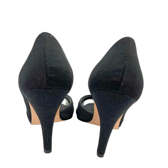 NINA Ettora Black Luster Satin Peep Toe D'Orsay‎ Pumps - Picture 8 of 9